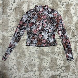 SHEIN Black and Pink Floral Blouse